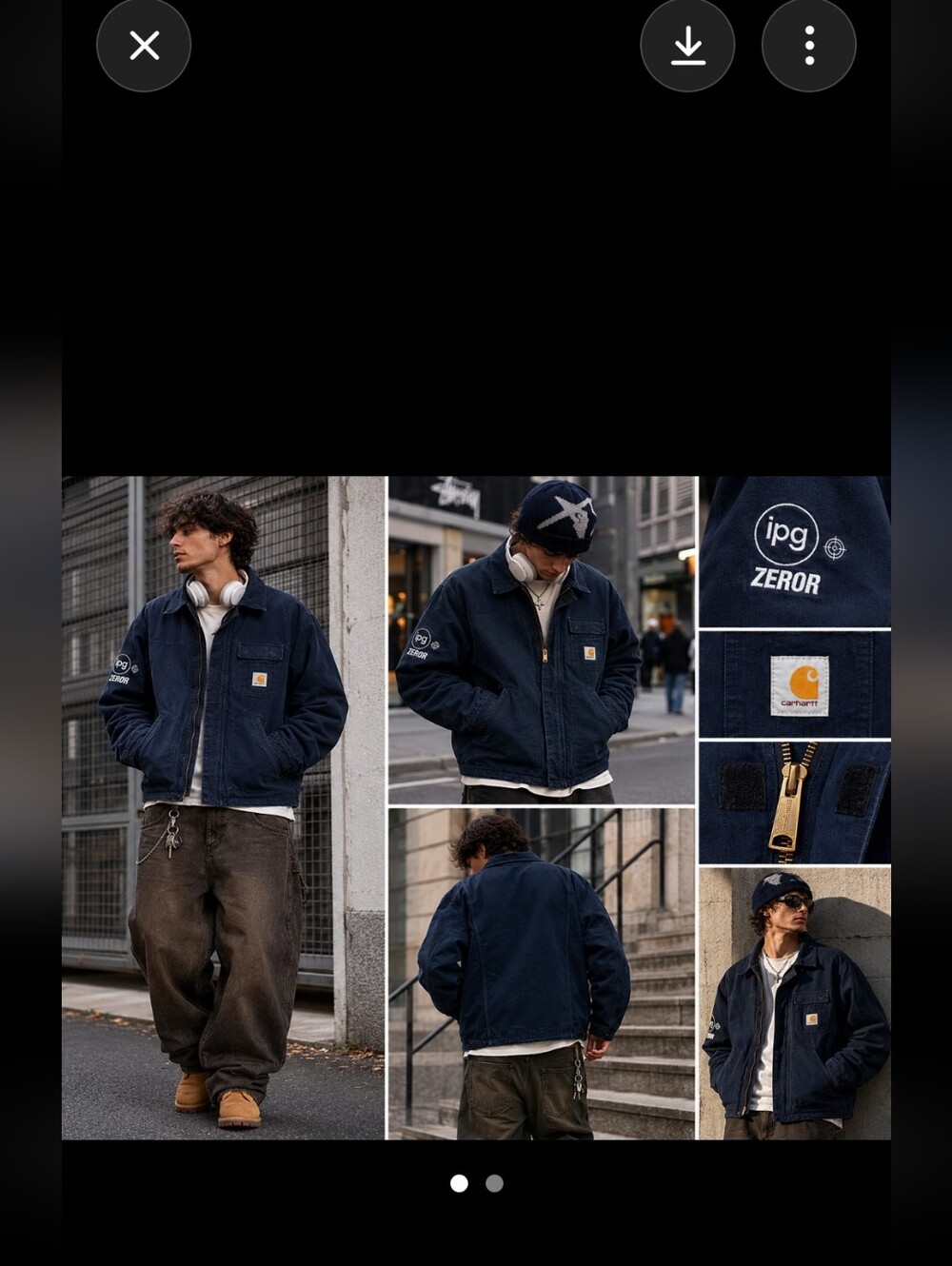 Vintage Carhartt Navy Duck Canvas Quilted Workwear Chore Jacket 1990s Y2k Street